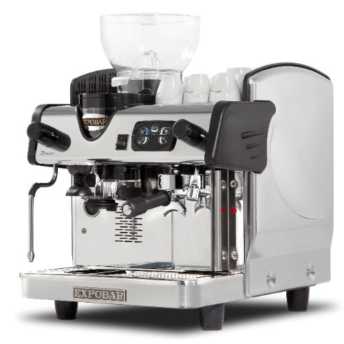 Zircon 1 group espresso machine with integrated grinder
